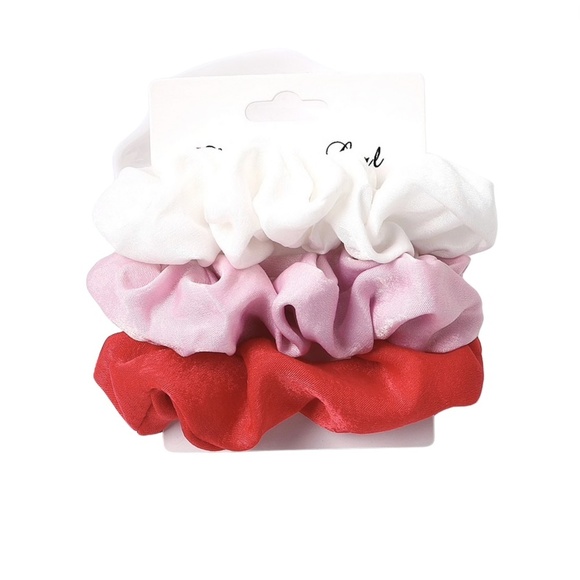 Red, Pink White Set Of 3 Scrunchies - Picture 1 of 1